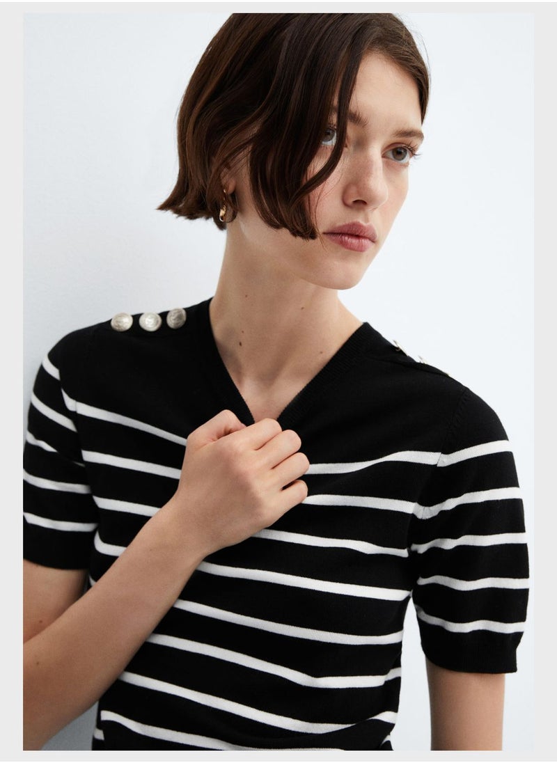 MANGO - Strip Crew Neck Top - Image 1