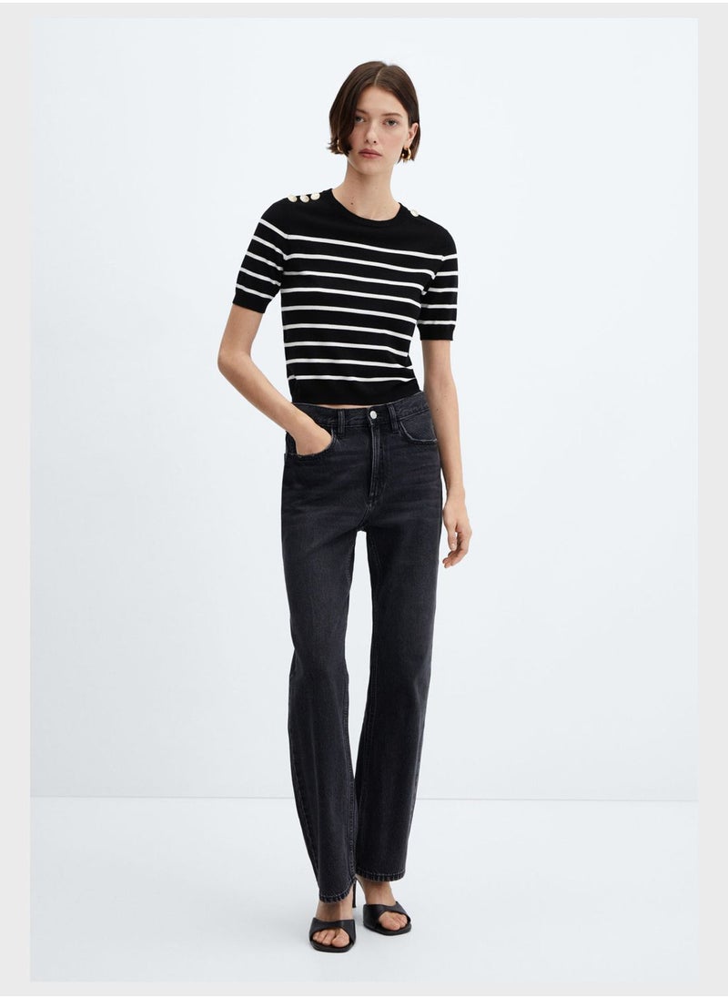 MANGO - Strip Crew Neck Top - Image 1
