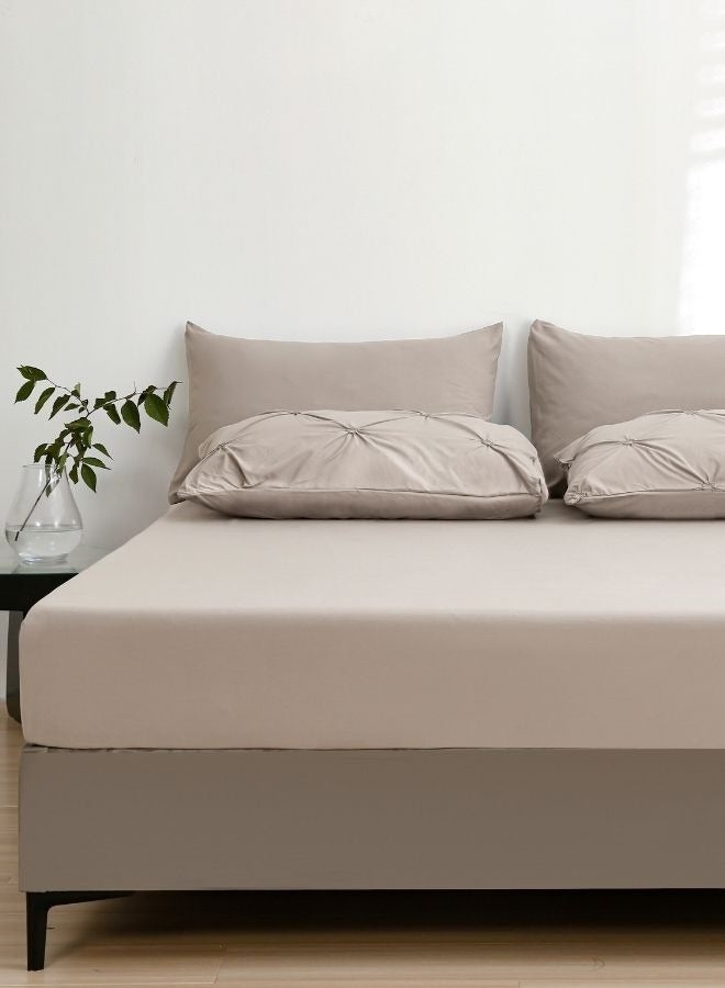 لونا هوم طقم لحاف مقاس كينج، طقم سرير مفرش 6 قطع، مطيات بينتك، لون بيج. - Image 5