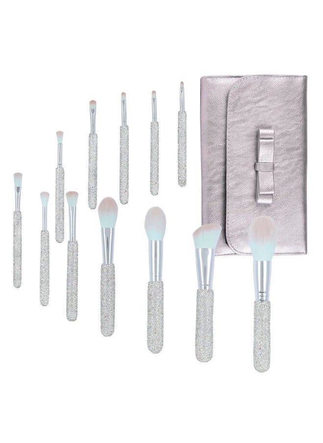 KEYPOWER - Makeup Brushes Bling Crystal Professional Face Cosmetics Blending Liquid Foundation Powder Concealer Eye Shadows Make Up Beauty Tool Glitter(12PCS) (Purely Handmade) (White) - Image 1