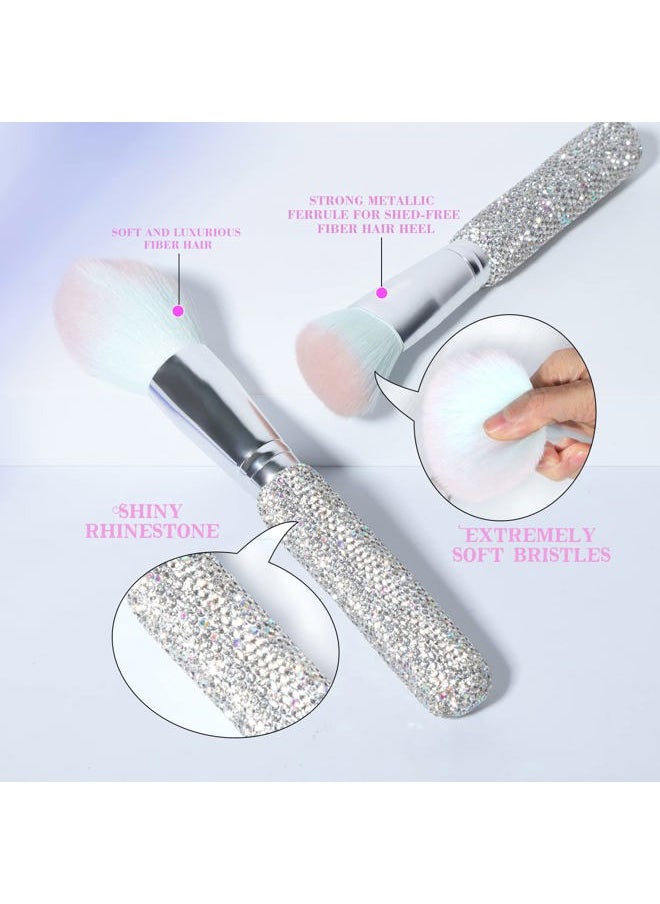 KEYPOWER - Makeup Brushes Bling Crystal Professional Face Cosmetics Blending Liquid Foundation Powder Concealer Eye Shadows Make Up Beauty Tool Glitter(12PCS) (Purely Handmade) (White) - Image 1