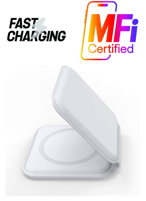 Prime Foldable Wireless Duo Fast Wireless Charging Compatible for Apple iPhone 11/12/XR/XS/X, iWatch SE/6/5/4/3, Airpods pro/2, and Samsung