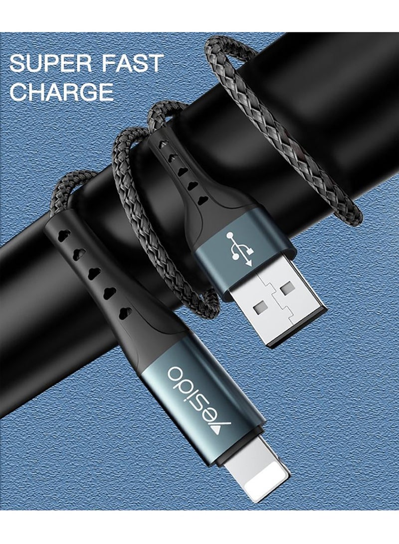 Yesido CA62 Data Cable Nylon Braided for Type-C Interface 1.2M 2.4A Output - Black - Image 2