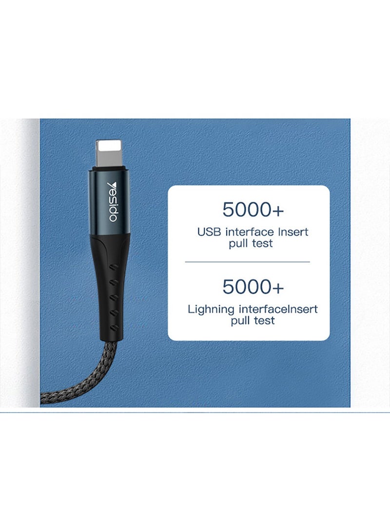 Yesido CA62 Data Cable Nylon Braided for Type-C Interface 1.2M 2.4A Output - Black - Image 4