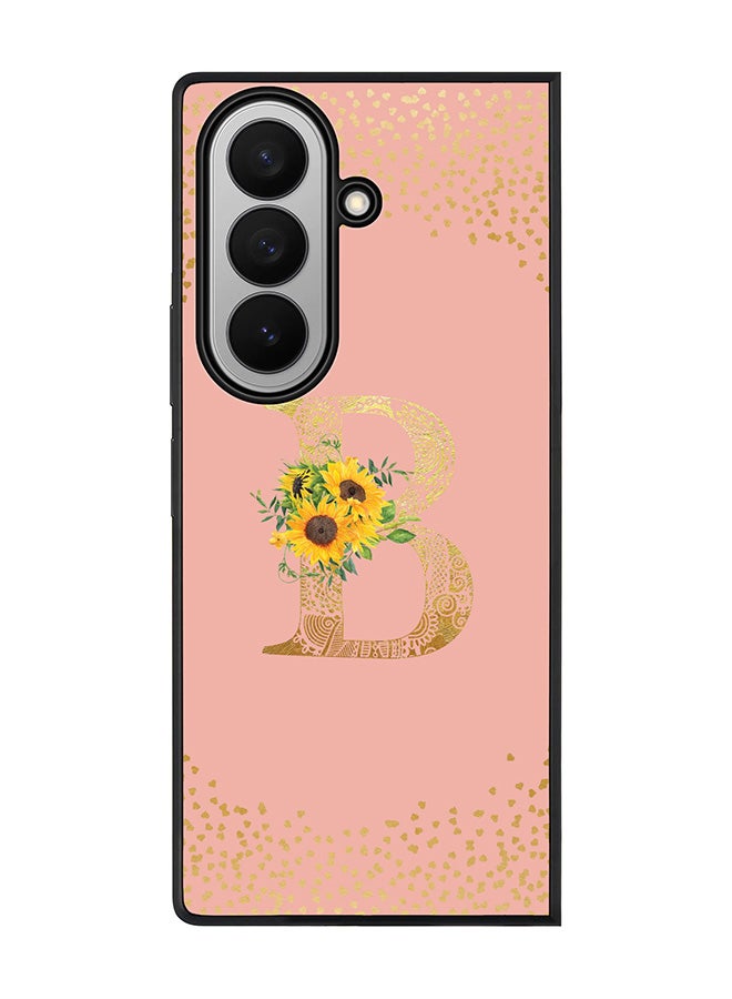 For Samsung Galaxy Z Fold7 Case,Slim fit Camera Protection, Shockproof Thin Phone cover  - Custom Floral Monogram - B  (Rose Pink )