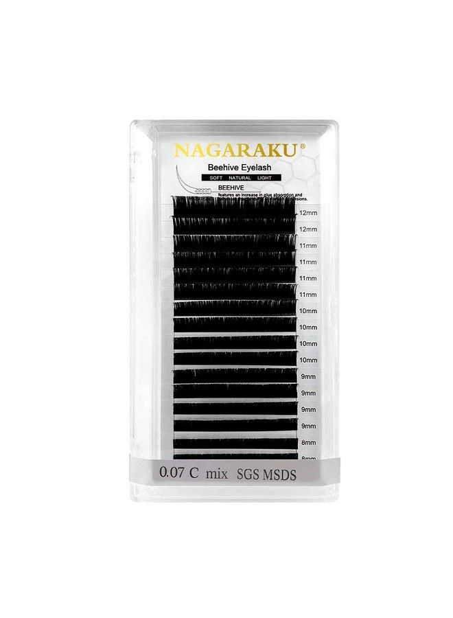NAGARAKU Laser Beehive Eyelash Extension Longer Lasting Individual Matte Black Clusters16 Rows Beauty Salon Eyelash Makeup (Length Mix 715Mm Thickness0.07Mm Curl C) - Image 2