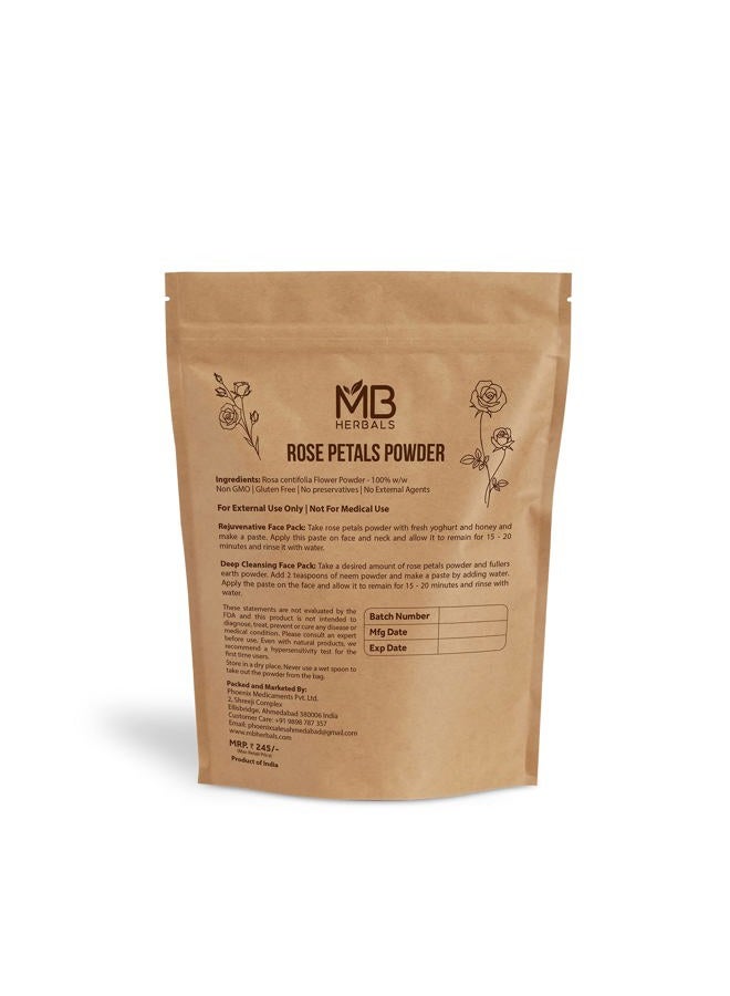 MB Herbals Rose Powder 100g (3.5oz) | For Face Packs & Facial Mask Formulations | 100% Pure & Natural | No Chemical Preservative | No Artificial Color | Rose Petals Powder - Image 2