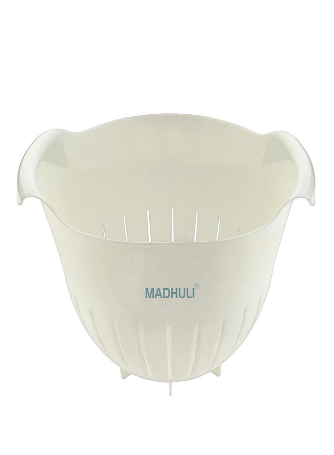 Madhuli Premium Plastic 11 Inch Multicolor Rice Bowl Rice Pulses Fruits Vegetable Noodles Pasta Washing Bowl & Strainer Perfect for Storing,Straining,Colandere Pack of 3 White - Image 2