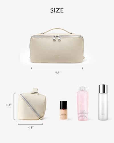 EACHY Makeup Bag,Large Capacity Travel Makeup Bag,Waterproof Portable Open Flat Toiletry Bag Cosmetic Bag with Divider and Handle - Image 5