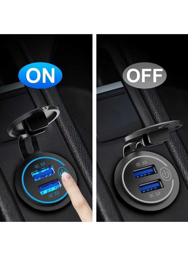 Qidoe Quick Charge 3.0 Dual USB Charger Socket, Qidoe Waterproof 12V USB Outlet 36W Dual QC3.0 USB Power Socket with Touch Switch DIY Car USB Port for Car Boat Marine RV Motorcycle Bus Truck Golf Cart etc - Image 4