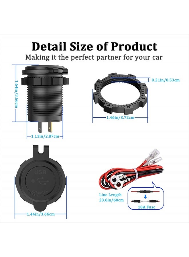 Qidoe Quick Charge 3.0 Dual USB Charger Socket, Qidoe Waterproof 12V USB Outlet 36W Dual QC3.0 USB Power Socket with Touch Switch DIY Car USB Port for Car Boat Marine RV Motorcycle Bus Truck Golf Cart etc - Image 5