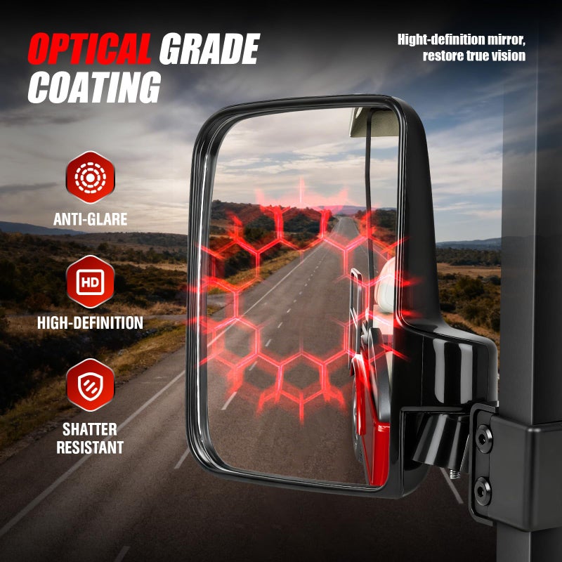 CASISPRO Universal Golf Cart Mirrors, No Drilling HD Shatterproof Glass Mirrors for EZGO Club Car Yamaha, Golf Cart Side Mirror & Rear View Mirror Kit, 180Â° Rotation, No Blind Spots - Image 4