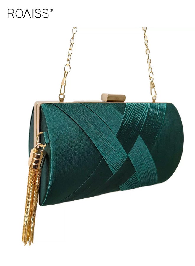 roaiss Ladies Green Clutch Designer Evening Bag Party Clutch Purse with Tassel Womens Elegant Wedding Banquet Handbag Luxury Gift Idea - Image 2