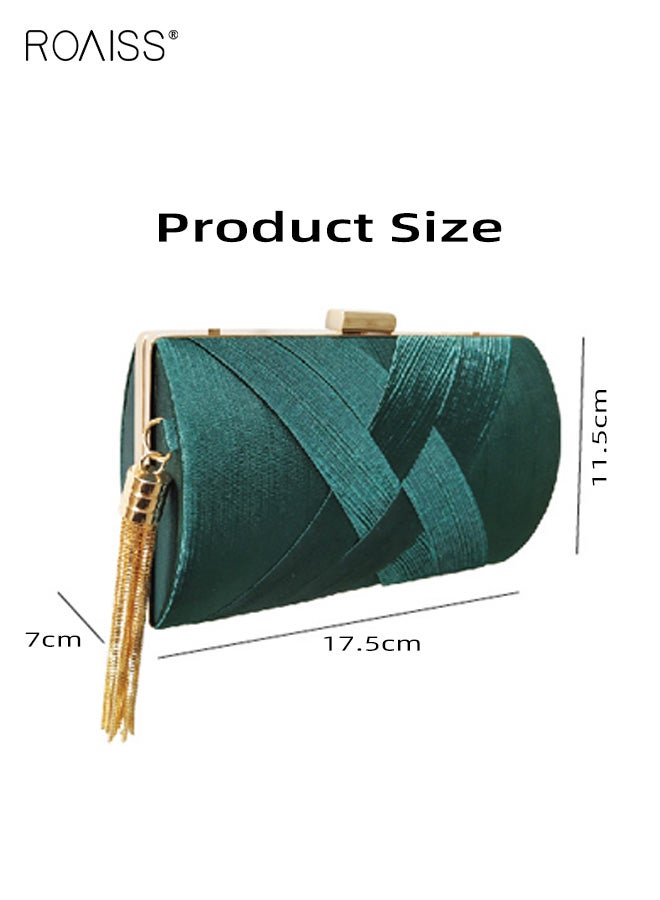 roaiss Ladies Green Clutch Designer Evening Bag Party Clutch Purse with Tassel Womens Elegant Wedding Banquet Handbag Luxury Gift Idea - Image 3