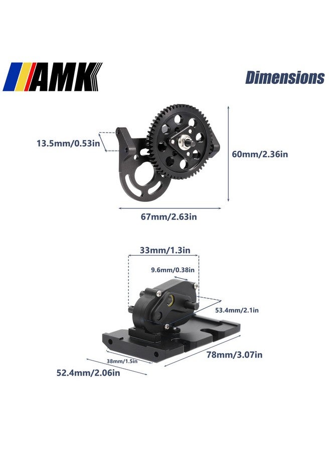امك طقم ناقل حركة بمقياس 1/10 علبة تروس نقل OD مع علبة تروس Overdrive بنسبة 30% 3 قطع أعمدة نقل الحركة لـ Rc Crawler Axial Scx10 Ii Element Enduro Diy Lcg Chassis (أسود) - Image 4