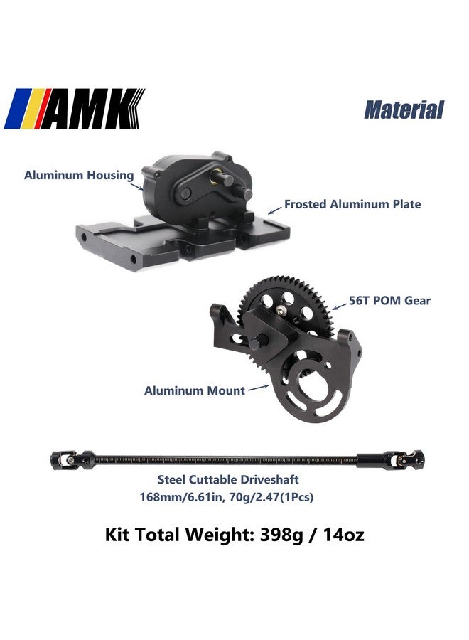 امك طقم ناقل حركة بمقياس 1/10 علبة تروس نقل OD مع علبة تروس Overdrive بنسبة 30% 3 قطع أعمدة نقل الحركة لـ Rc Crawler Axial Scx10 Ii Element Enduro Diy Lcg Chassis (أسود) - Image 3