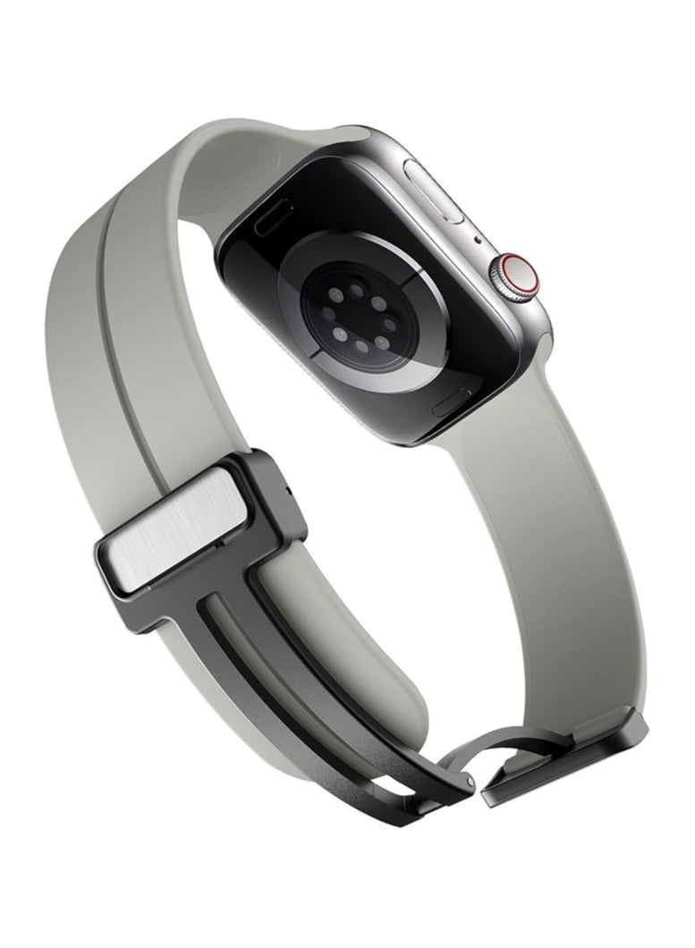 Denx Magnetic Silicone Band for Apple Watch 41mm 40mm 45mm 44mm 49mm 38mm 42mm, Women Men Replacement Wristbands Silicone Sport Strap for Apple Watch Series 9/Ultra 2/8/Ultra/7/SE/SE 2nd/6/5/4/3/2/1, iWatch Band (Grey) - Image 2