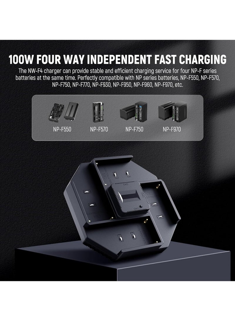 NEEWER NW-F4 NP-F Battery 4-Channel PD100W Fast Charger – Fast Charging for NP-F Batteries (with PD100W Power Supply) black - Image 2