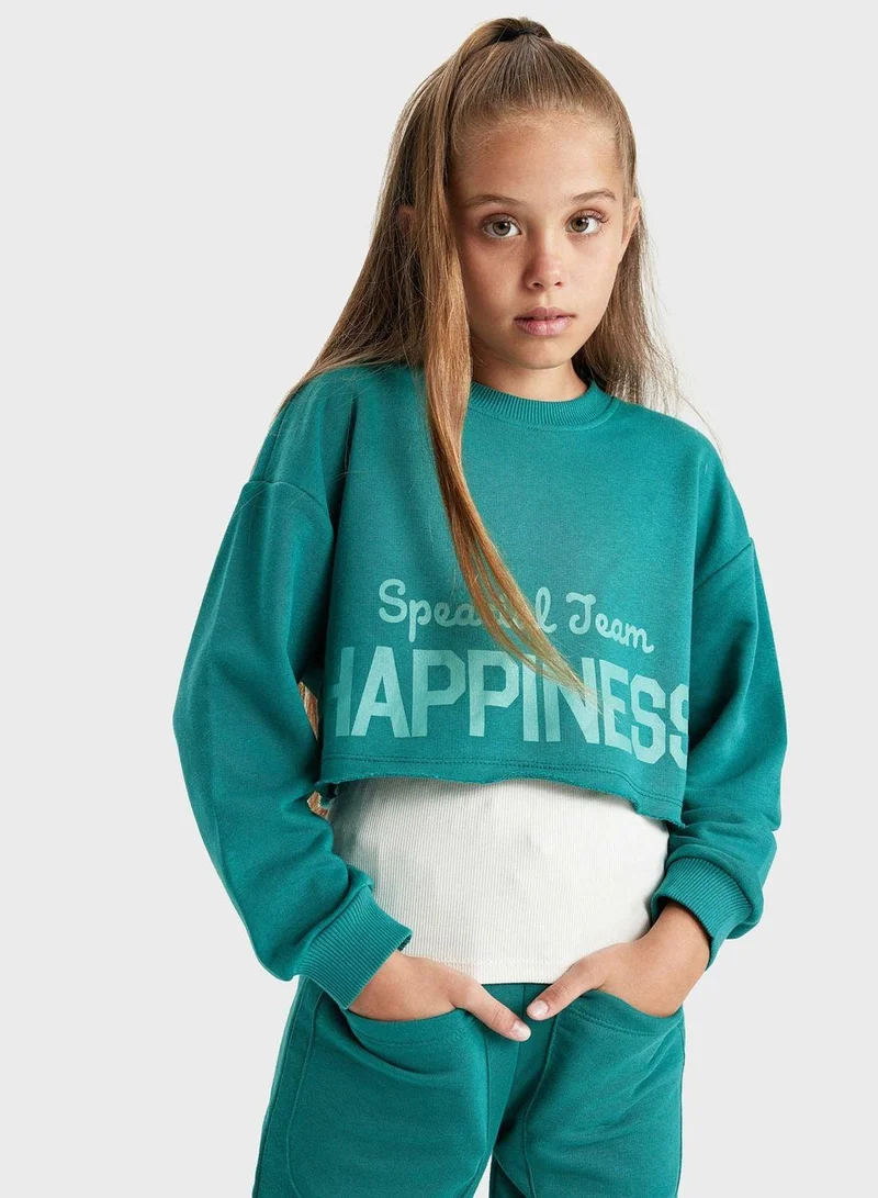 ديفاكتو سويت شيرت بطبعة نصية للأطفال