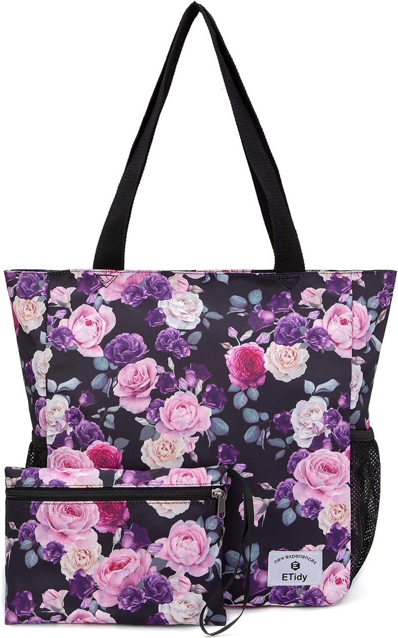 ETidy Large Capacity Foldable Tote Bag With Zipper Water-resistant SandproofWomen Beach Bag Handbag GymBag Travel ShoppingBag - Image 1