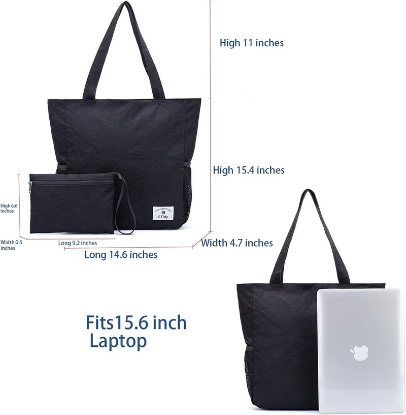 ETidy Large Capacity Foldable Tote Bag With Zipper Water-resistant SandproofWomen Beach Bag Handbag GymBag Travel ShoppingBag - Image 5