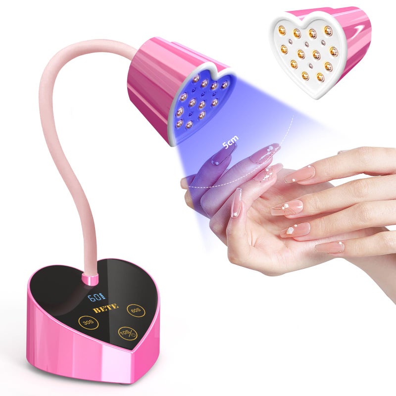BETE Mini UV Nail Lamp Flash Cure Gel Nail Polish, 360Â° Foldable Gooseneck UV LED Nail Lamp with Smart Sensor, USB Portable Cordless 30W Rechargeable Nail Dryer with 3 Timers for Salon Home DIY - Image 1