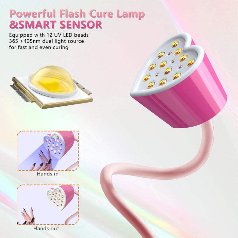 BETE Mini UV Nail Lamp Flash Cure Gel Nail Polish, 360Â° Foldable Gooseneck UV LED Nail Lamp with Smart Sensor, USB Portable Cordless 30W Rechargeable Nail Dryer with 3 Timers for Salon Home DIY - Image 2