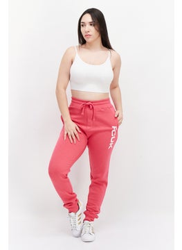 French Connection Women Regular Fit Drawstring Brand Logo Jogger Pants, Pink  - Image 4