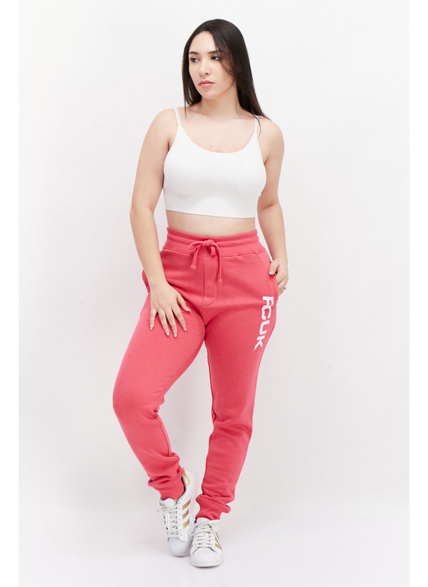 French Connection Women Regular Fit Drawstring Brand Logo Jogger Pants, Pink  - Image 4