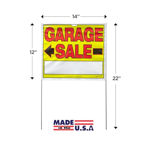 Sunburst Systems 3905 Garage Sale Sign, Assembled with metal U-Stake, Double Sided, 14" x 22" (Including Stakes), 10 Pack - Image 3