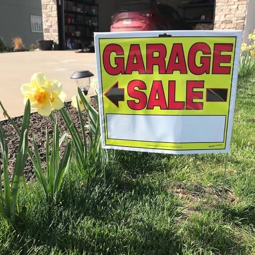 Sunburst Systems 3905 Garage Sale Sign, Assembled with metal U-Stake, Double Sided, 14" x 22" (Including Stakes), 10 Pack - Image 5