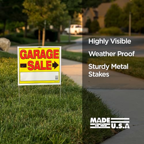 Sunburst Systems 3905 Garage Sale Sign, Assembled with metal U-Stake, Double Sided, 14" x 22" (Including Stakes), 10 Pack - Image 2