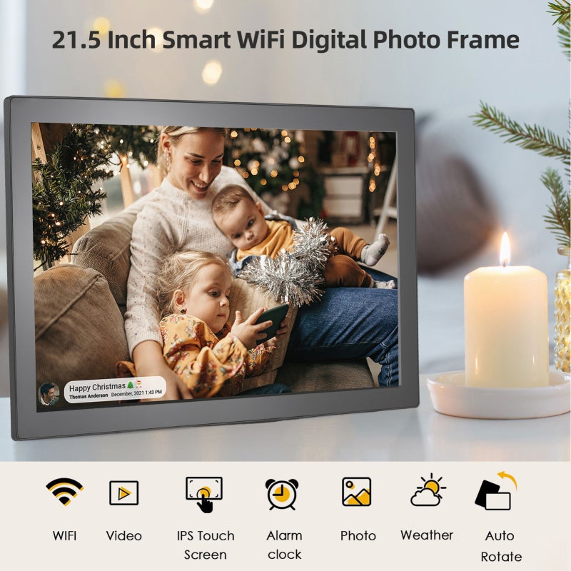 Digital Photo Frame: 21.5-Inch IPS Touch Screen, 16GB Built-In Storage, WiFi Connectivity - Auto Orientation Adjustment Digital Photo Frame for Home Gifting & Family Sharing - Image 3