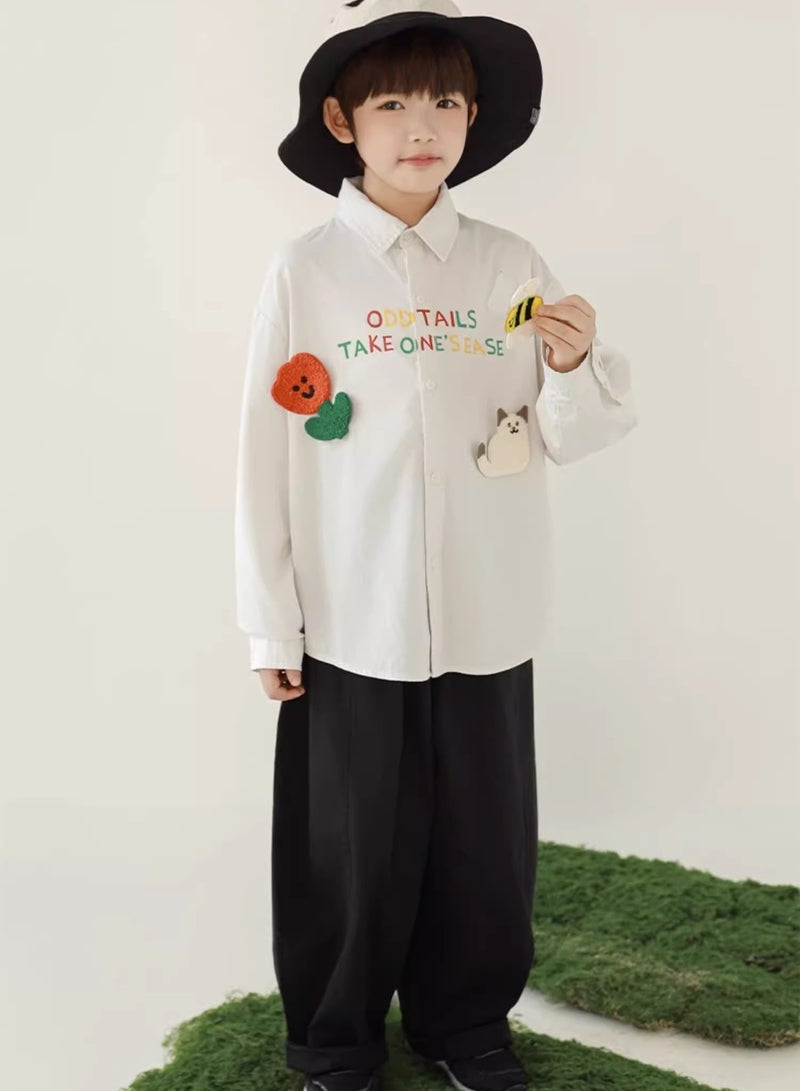 Oddtails Boys' Pure Cotton Velcro Decorative Shirt  - Image 4