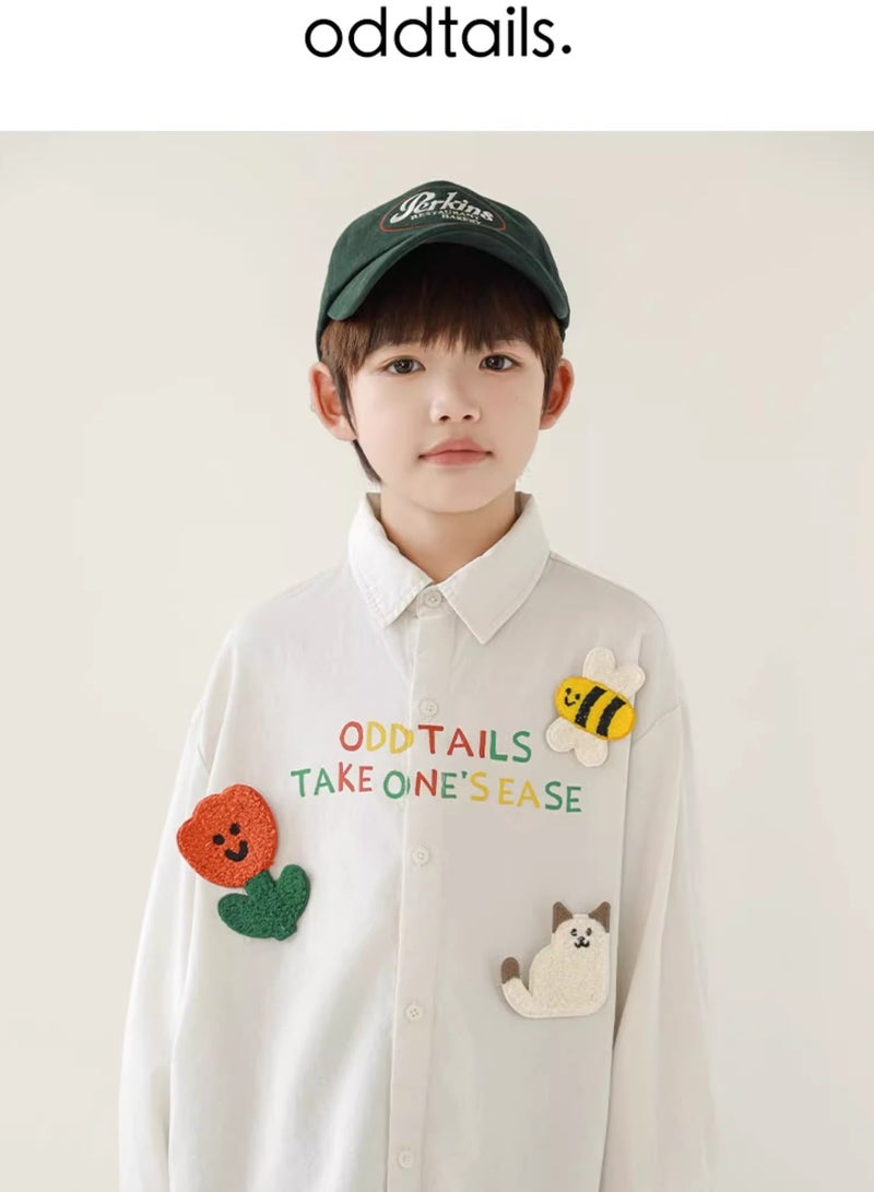 Oddtails Boys' Pure Cotton Velcro Decorative Shirt  - Image 2
