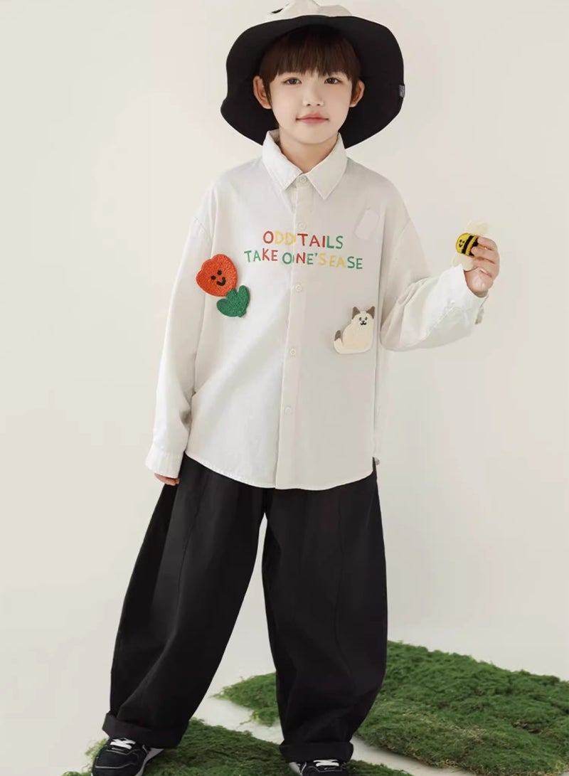 Oddtails Boys' Pure Cotton Velcro Decorative Shirt  - Image 5