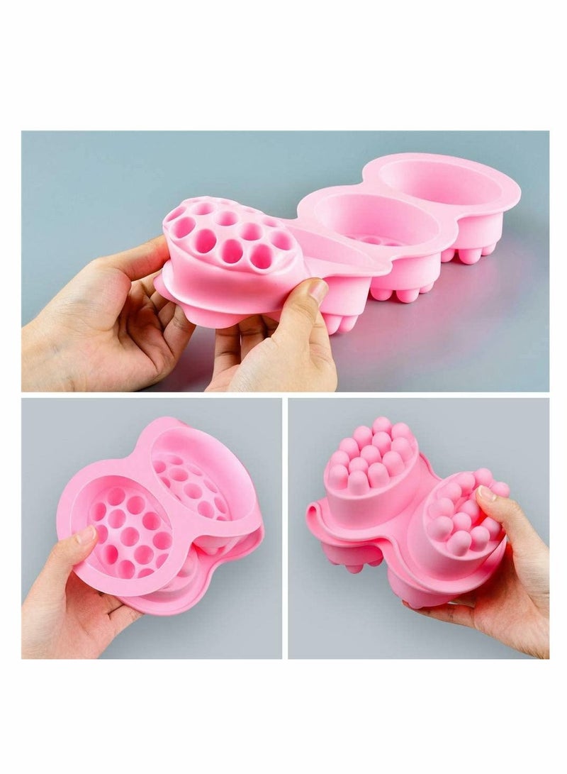 SYOSI 2 قطع قوالب سيليكون للتدليك للصابون 4 تجاويف 4.5 أوقية قوالب صابون - Image 2