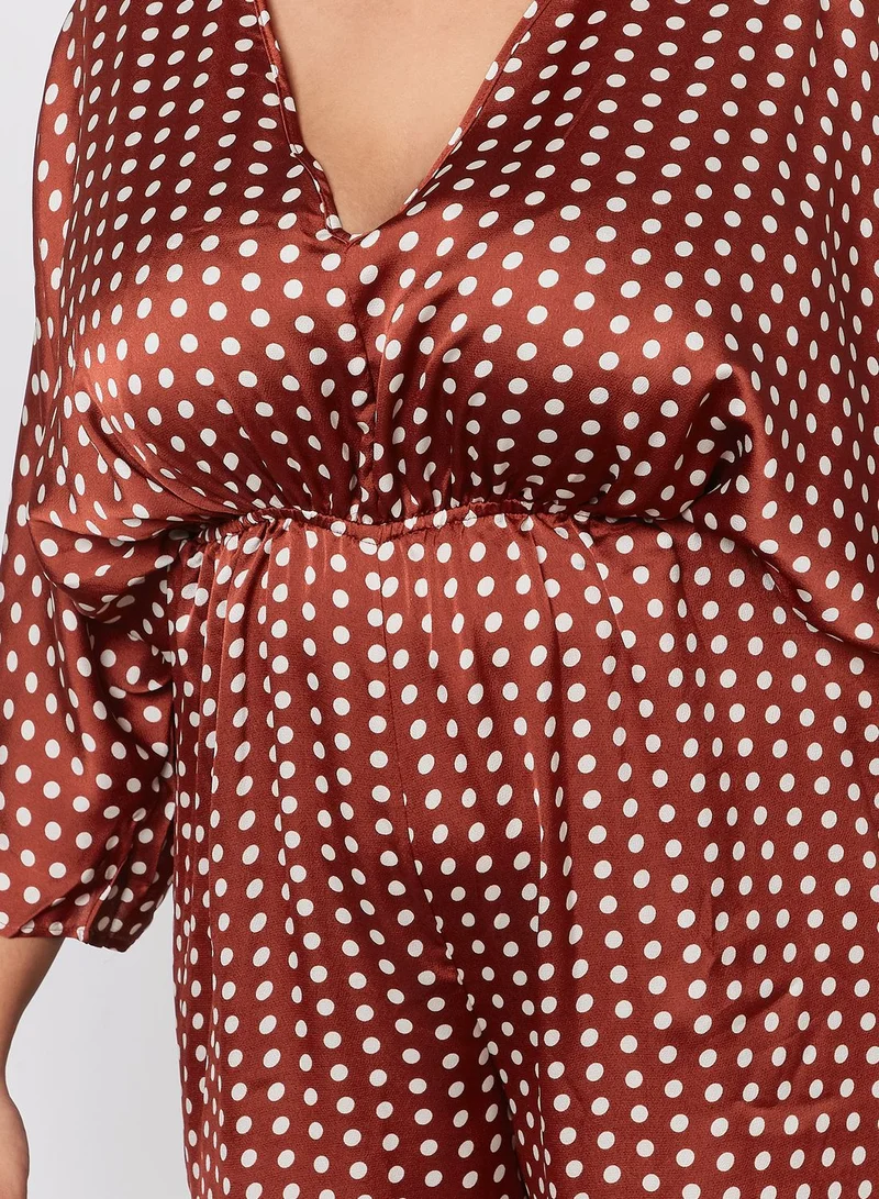 Missguided Curve Kimono Sleeve Polka Dot Culotte Jumpsuit
