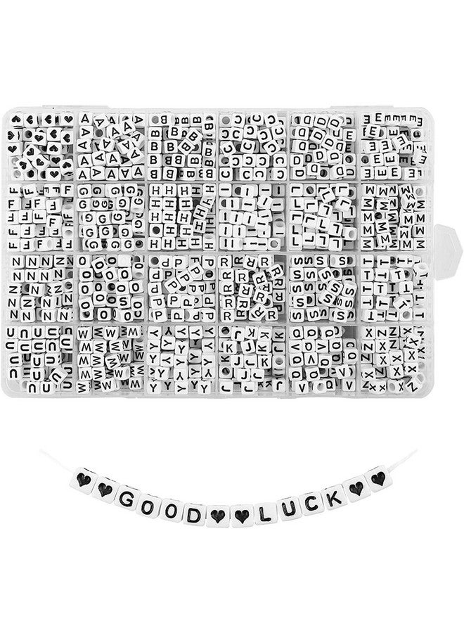 Quefe 1440pcs Acrylic Letter Beads White Cube Sorted Alphabet Beads for Jewelry Making, Bracelets, Necklaces, Key Chains (6 x 6mm) - Image 1