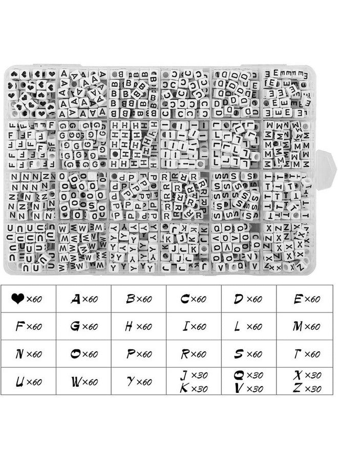 Quefe 1440pcs Acrylic Letter Beads White Cube Sorted Alphabet Beads for Jewelry Making, Bracelets, Necklaces, Key Chains (6 x 6mm) - Image 3