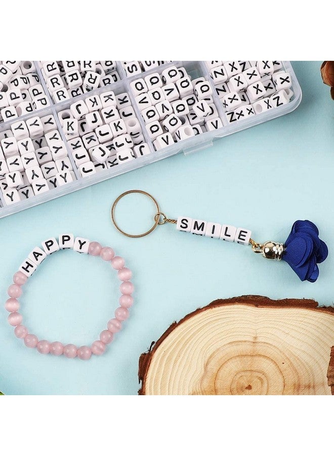 Quefe 1440pcs Acrylic Letter Beads White Cube Sorted Alphabet Beads for Jewelry Making, Bracelets, Necklaces, Key Chains (6 x 6mm) - Image 5