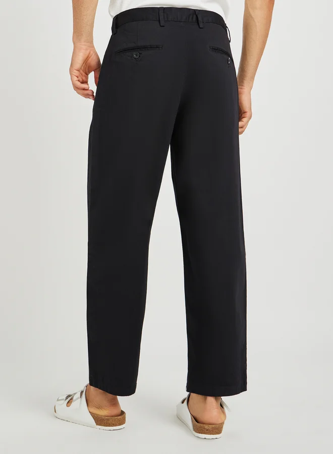 Styli Plain Stretch Satin Wide Leg Chino Pants