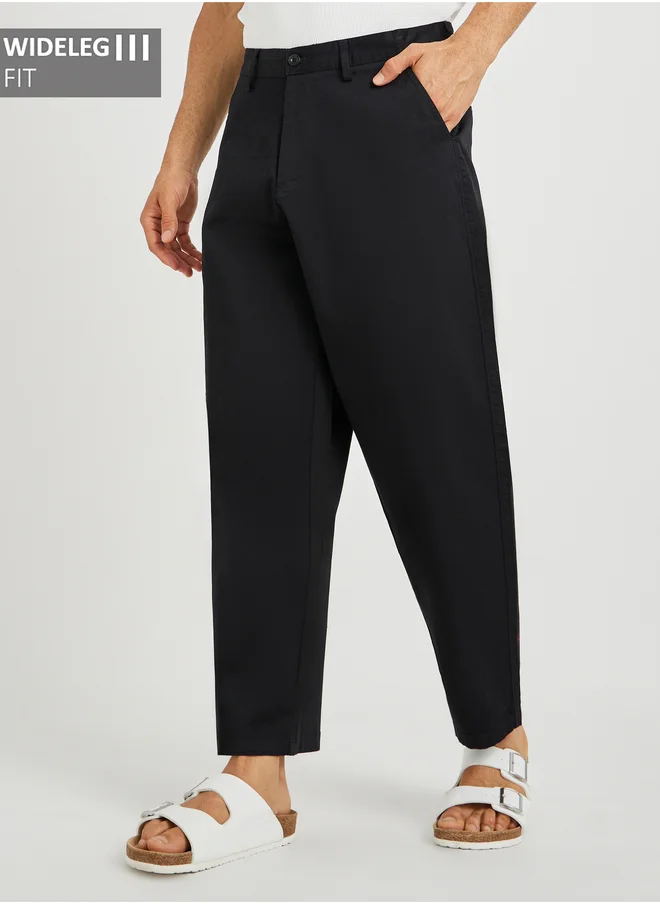 ستايلي Plain Stretch Satin Wide Leg Chino Pants