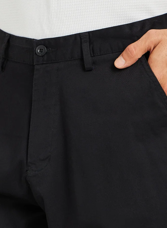 Styli Plain Stretch Satin Wide Leg Chino Pants