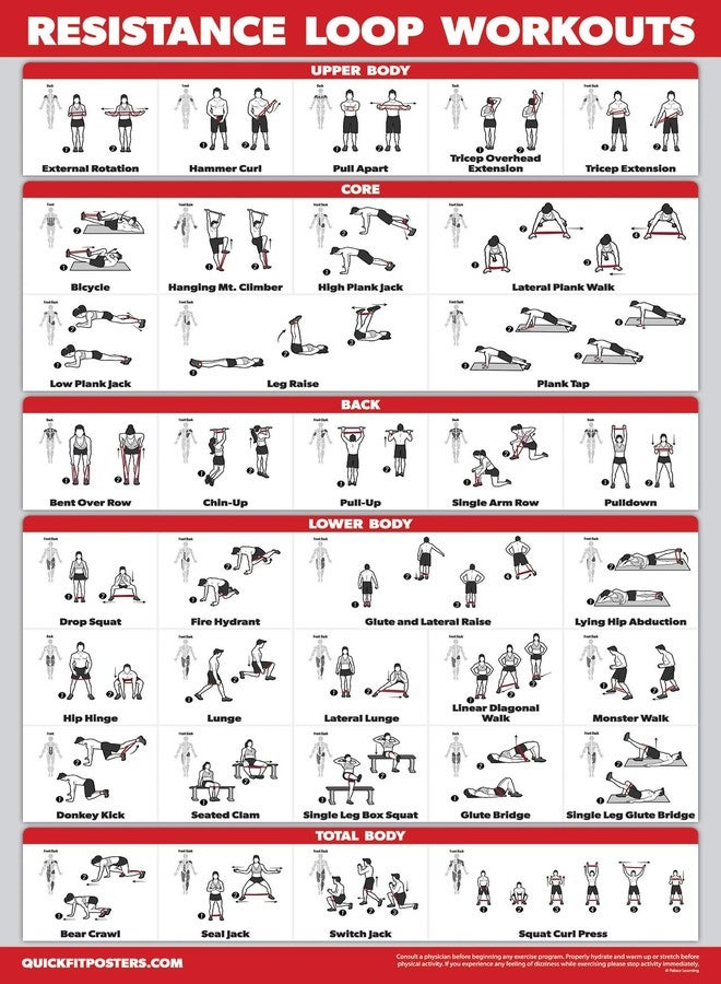 Palace Learning 3 Pack: Resistance Bands Exercise Poster + Resistance Loops Workouts + Bodyweight Exercises - Set of 3 Workout Charts (LAMINATED, 18" x 24") - Image 4