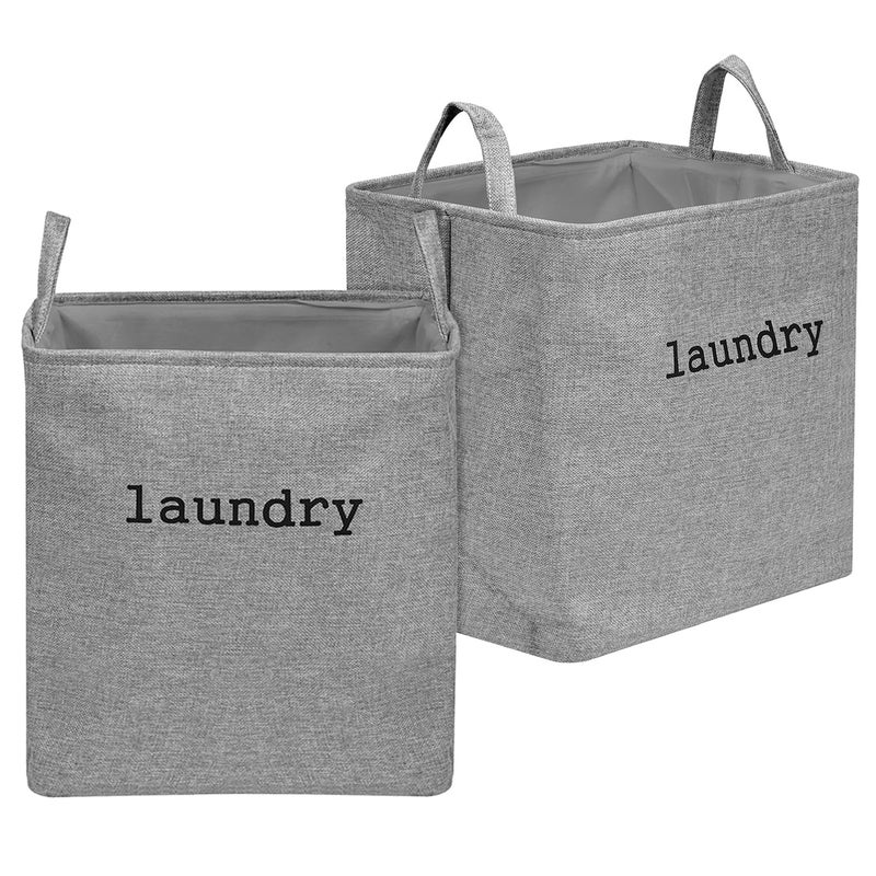 Kuber Industries Laundry Basket | Square Foldable Laundry Basket | Jute Storage Bag with Handles | Clothes Basket for Home | 40 LTR | Pack of 2 | Gray - Image 1