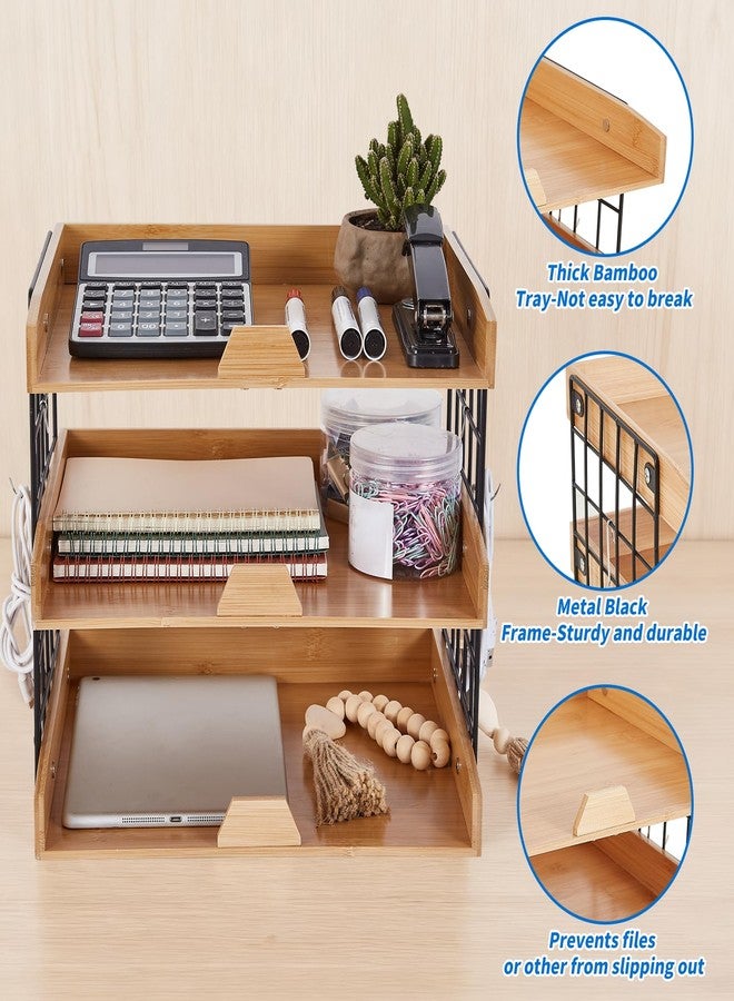 Bodoniy 3-Tier Wood Paper Tray, Inbox Tray for Desk, Letter File Trays Desk Organize Office Supplies Accessories, Workspace Desktop Storage for Home, Office, School - Image 3