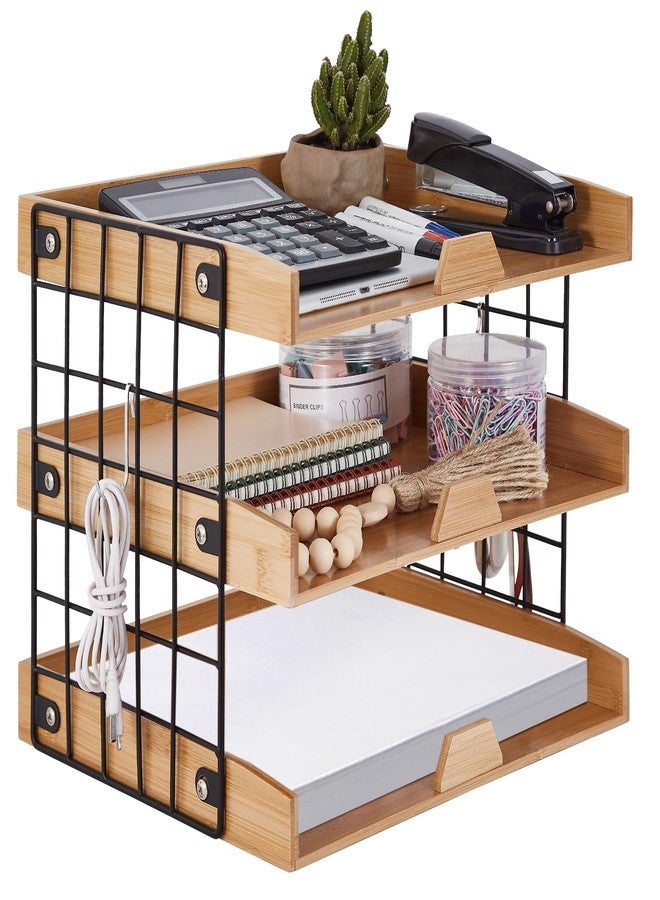 Bodoniy 3-Tier Wood Paper Tray, Inbox Tray for Desk, Letter File Trays Desk Organize Office Supplies Accessories, Workspace Desktop Storage for Home, Office, School - Image 1