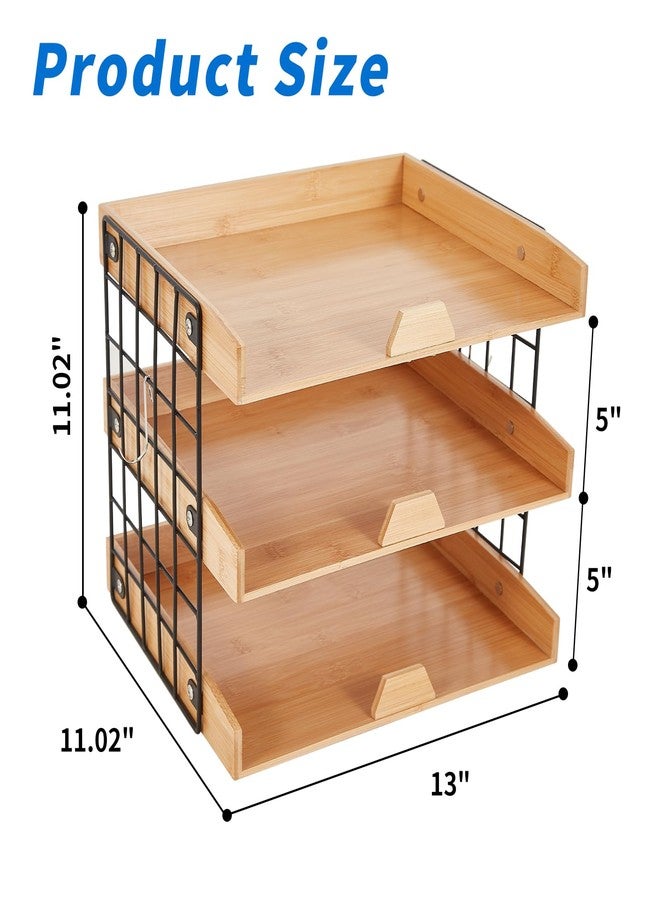 Bodoniy 3-Tier Wood Paper Tray, Inbox Tray for Desk, Letter File Trays Desk Organize Office Supplies Accessories, Workspace Desktop Storage for Home, Office, School - Image 2
