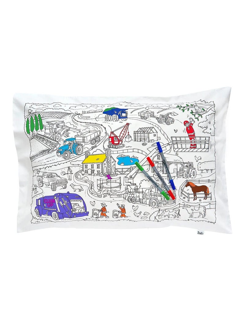 eatsleepdoodle Coloring Pillowcase, Working Wheels  - Image 1